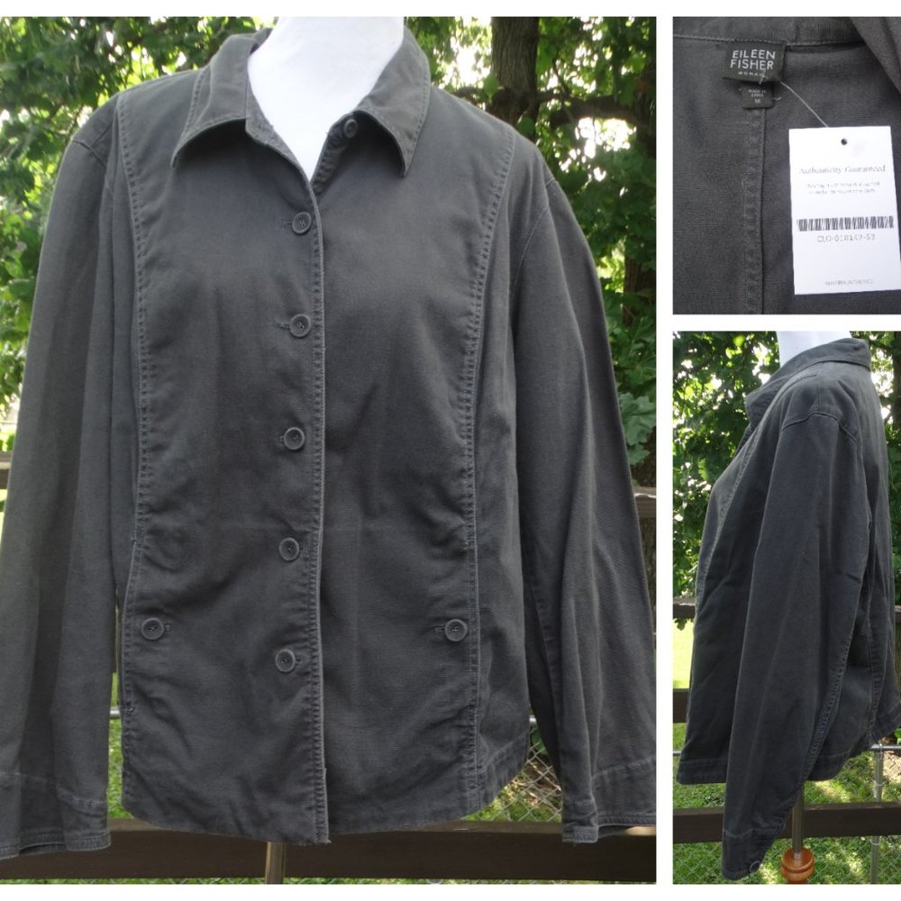 NEW EILEEN FISHER Size Plus 1X Organic Cotton Button Front Jacket, chambray